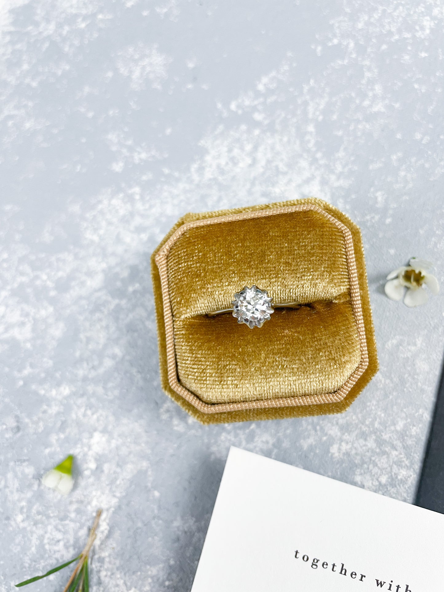 Hand painted, rollable styling mat for wedding photography|neutral stone blue