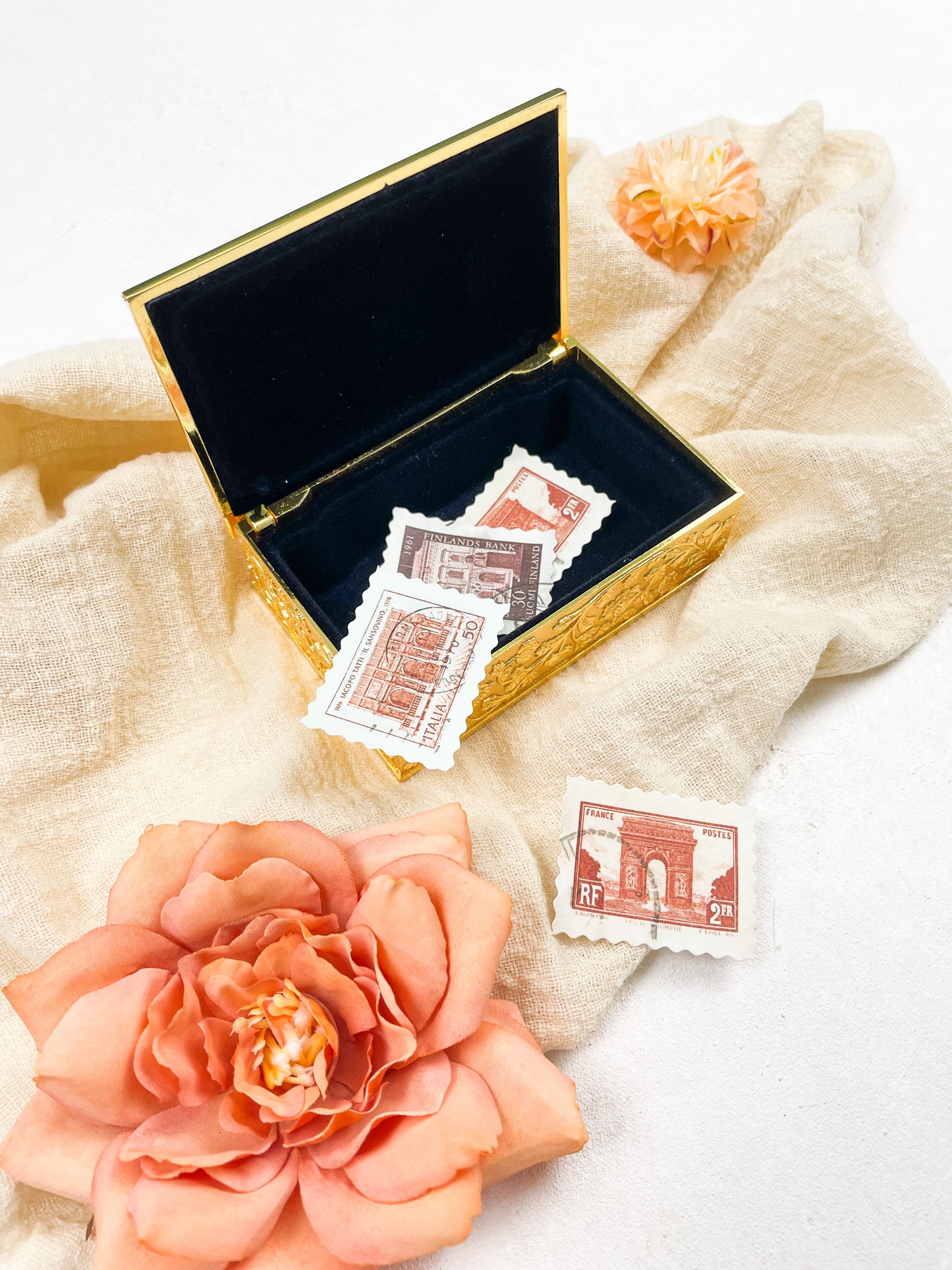 Vintage Mini Jewelry Box Gold or Silver | Wedding Flat Lay Props | Flat Lay Styling