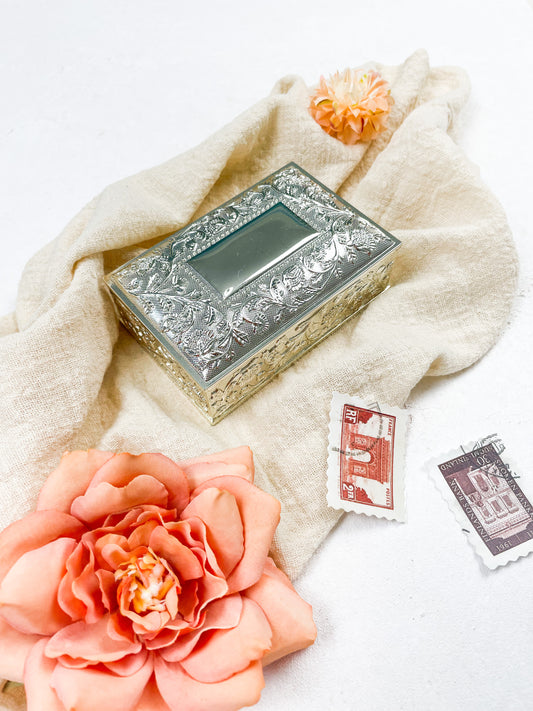 Vintage Mini Jewelry Box Gold or Silver | Wedding Flat Lay Props | Flat Lay Styling
