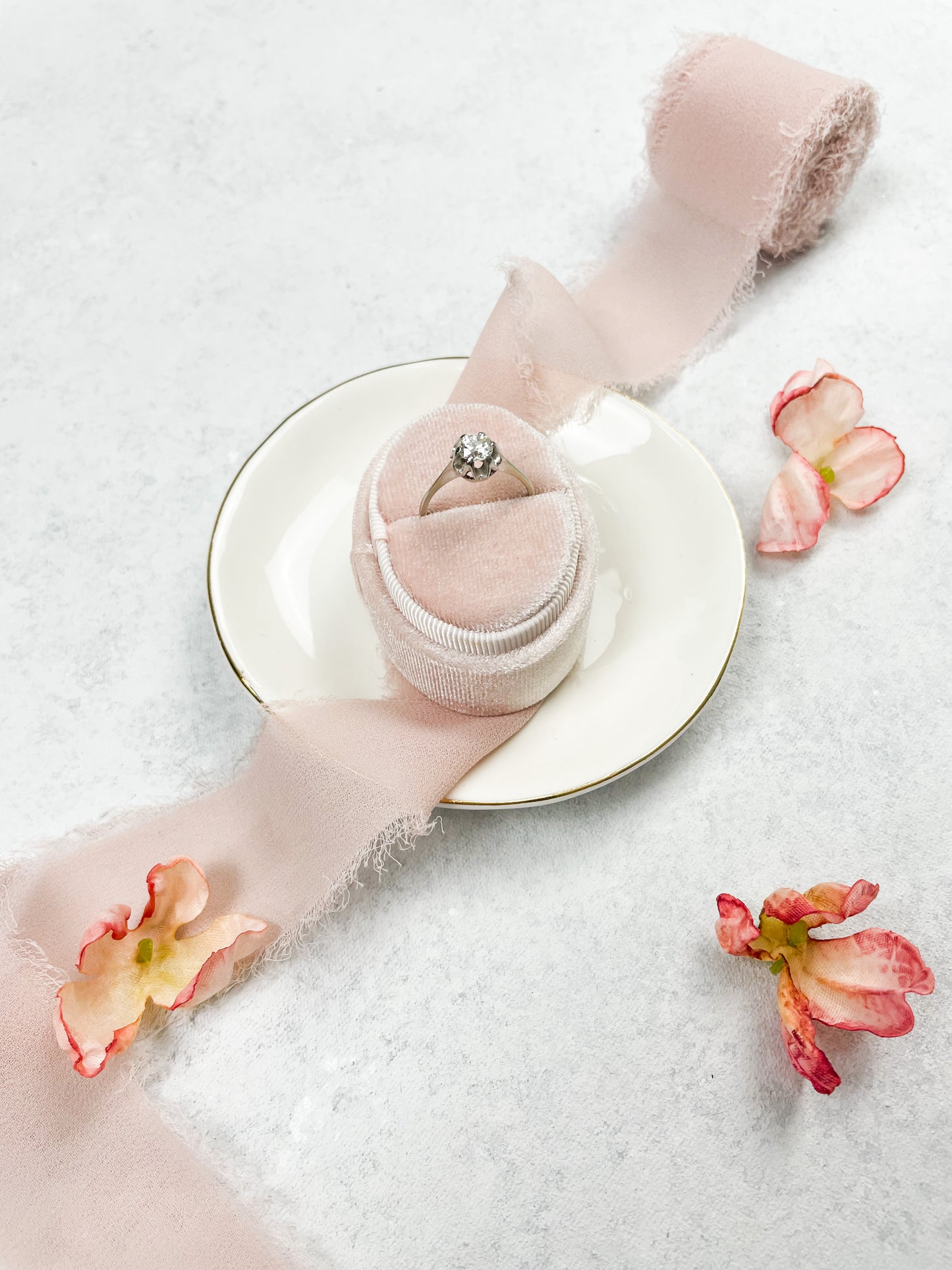Mini White Ring Dish with Gold Rim | Wedding Flat Lay Props | Flat Lay Styling