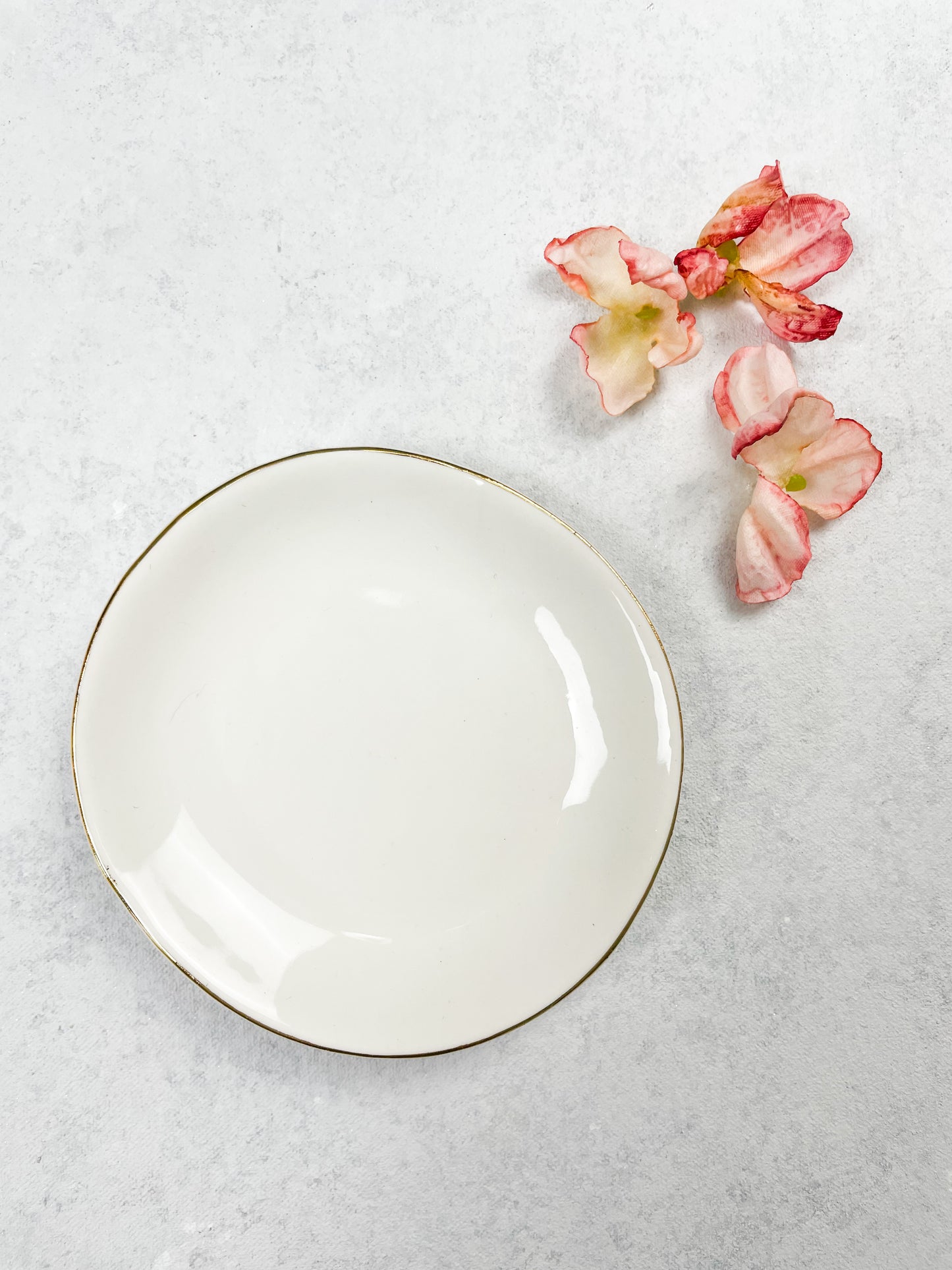 Mini White Ring Dish with Gold Rim | Wedding Flat Lay Props | Flat Lay Styling