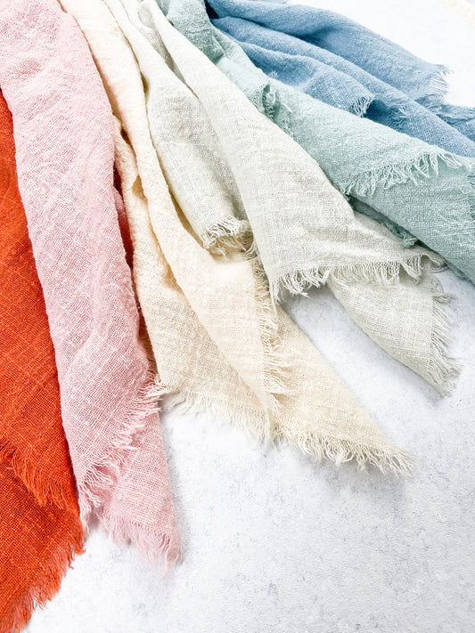 Set of 6 Gauze Napkins for Flat Lays | Wedding Flat Lay Props | Flat Lay Styling | Cream, Sage Green, Rust, Seafoam,Dusty Blue,Dusty Rose