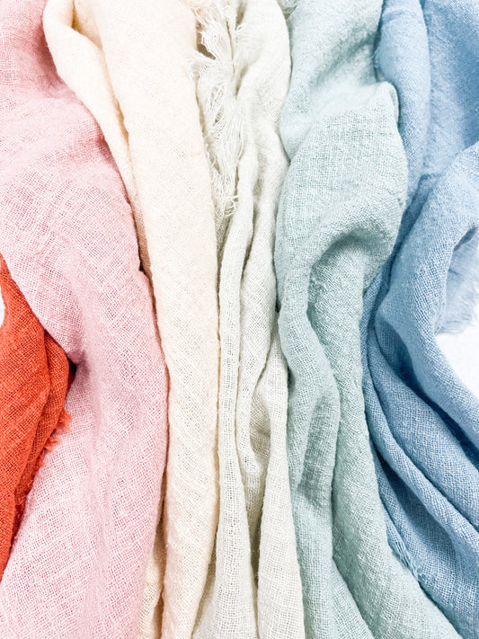 Set of 6 Gauze Napkins for Flat Lays | Wedding Flat Lay Props | Flat Lay Styling | Cream, Sage Green, Rust, Seafoam,Dusty Blue,Dusty Rose