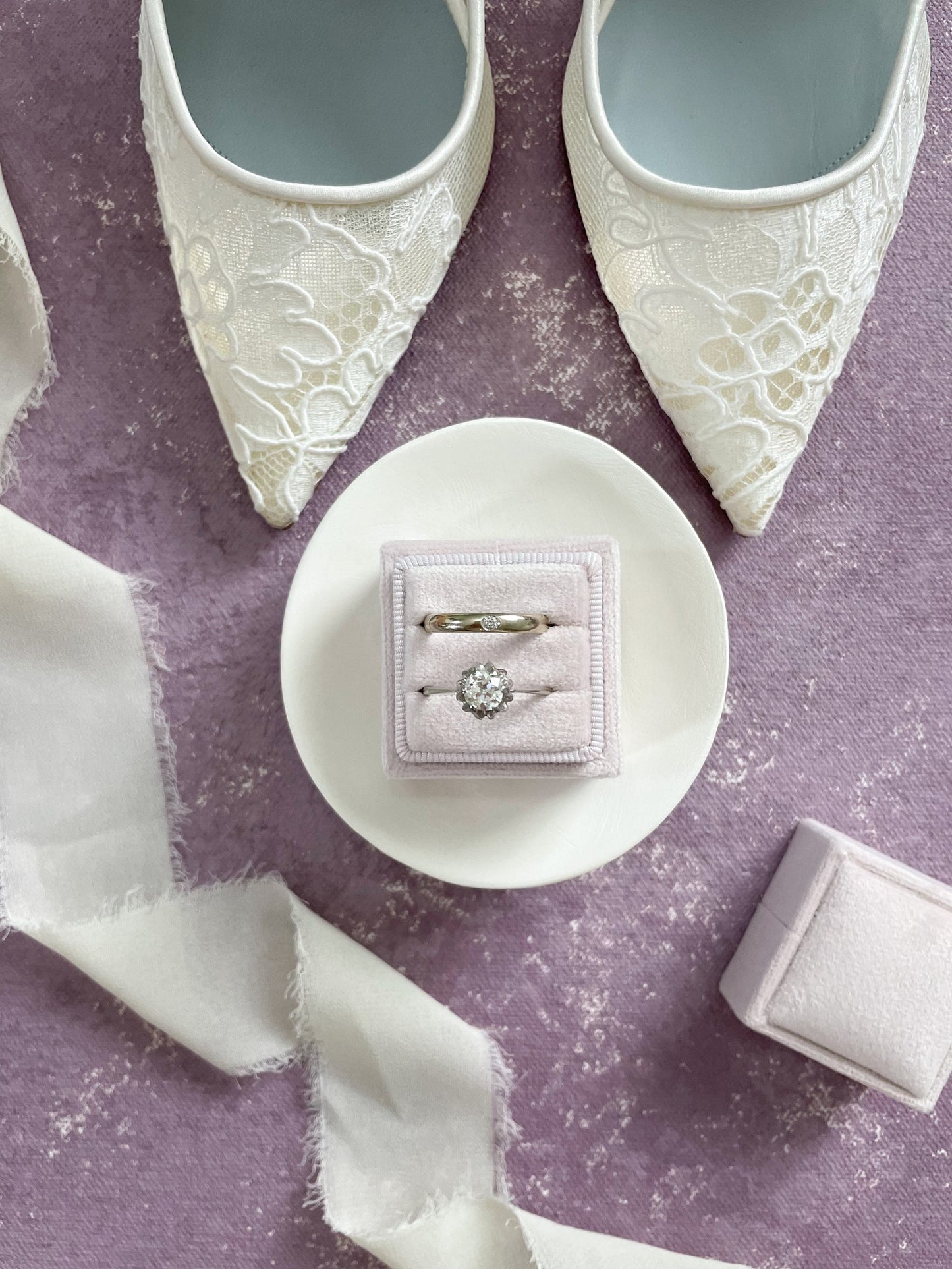 Hand painted, rollable styling mat for wedding photography|neutral mauve