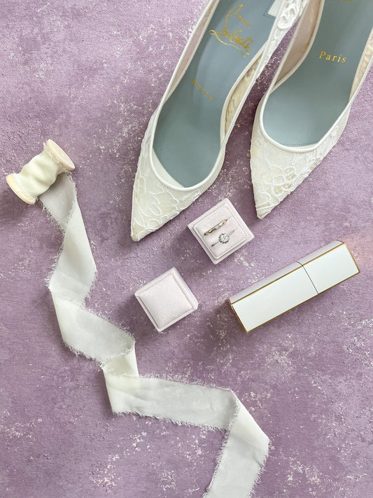 Hand painted, rollable styling mat for wedding photography|neutral mauve