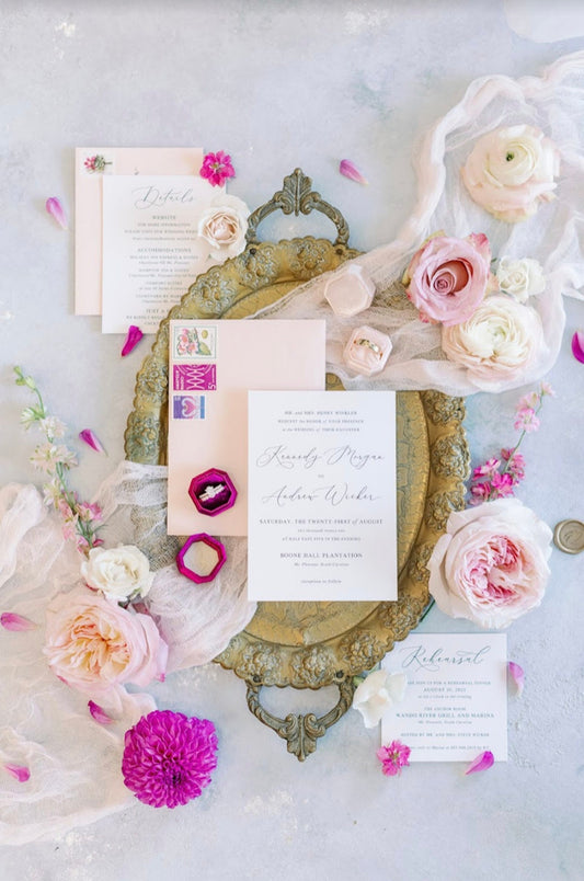 Hand painted, rollable styling mat for wedding photography|blue/gray