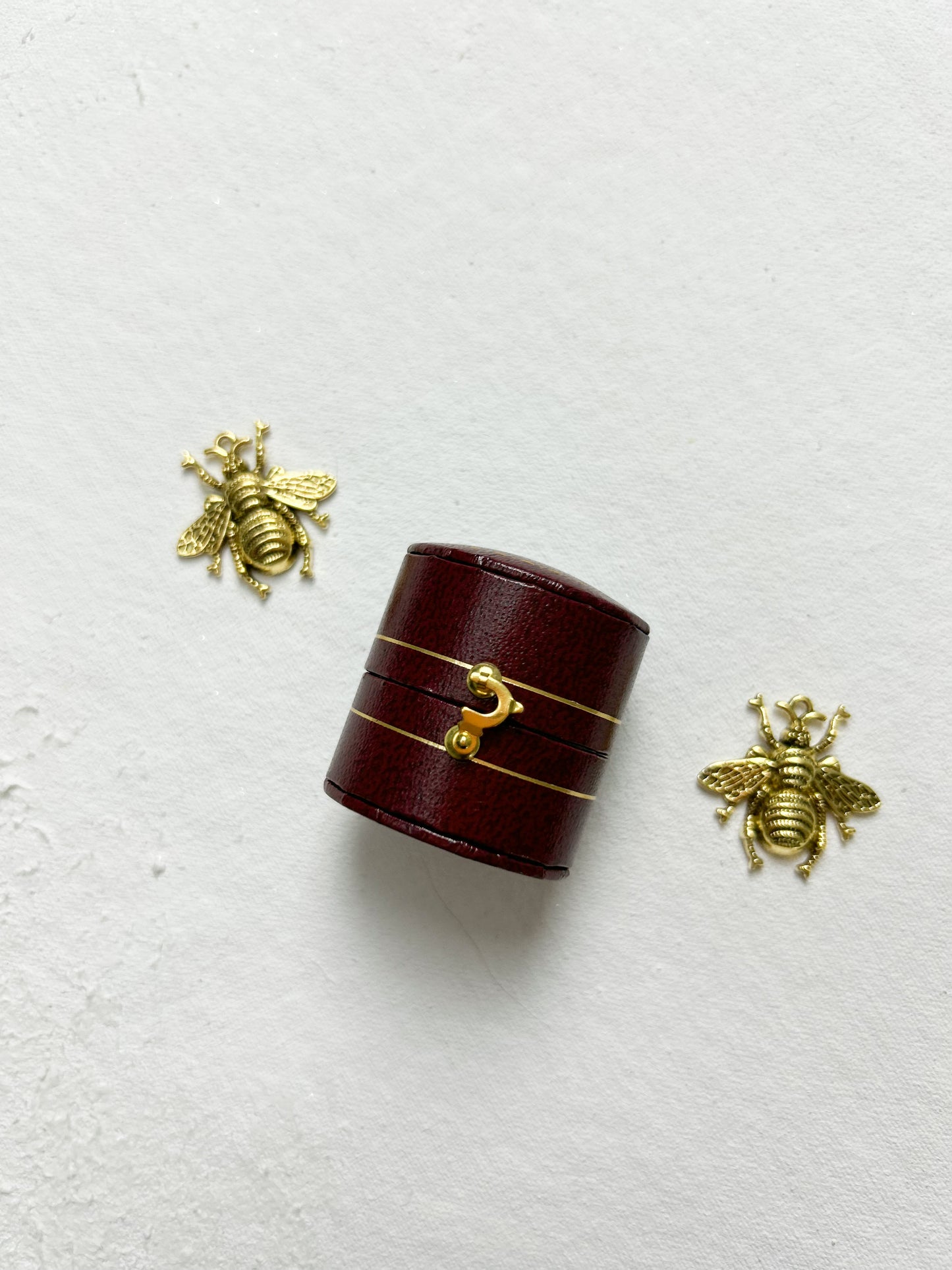 Mini Vintage Ring Box Burgundy | Wedding Flat Lay Props | Flat Lay Styling