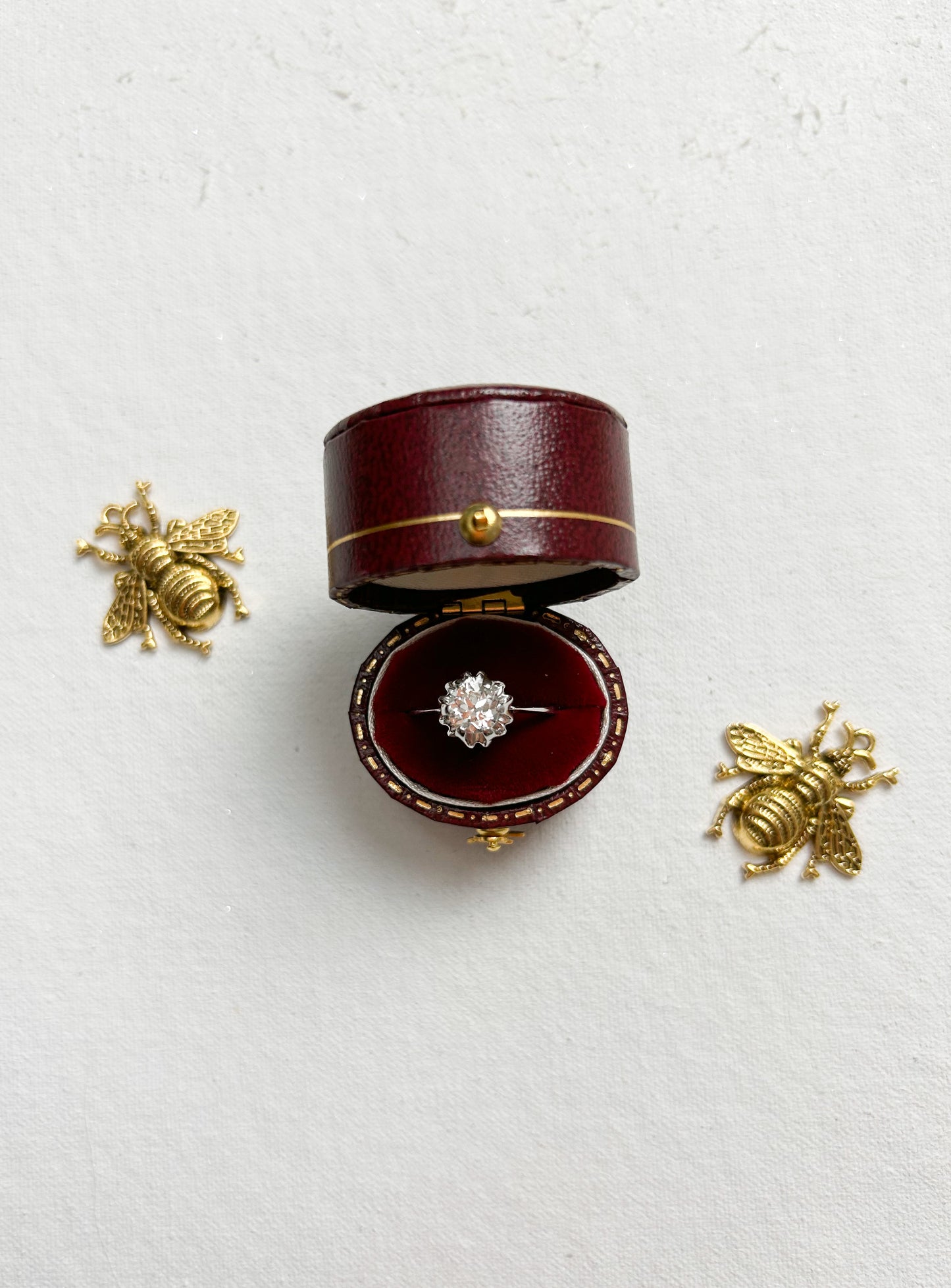 Mini Vintage Ring Box Burgundy | Wedding Flat Lay Props | Flat Lay Styling