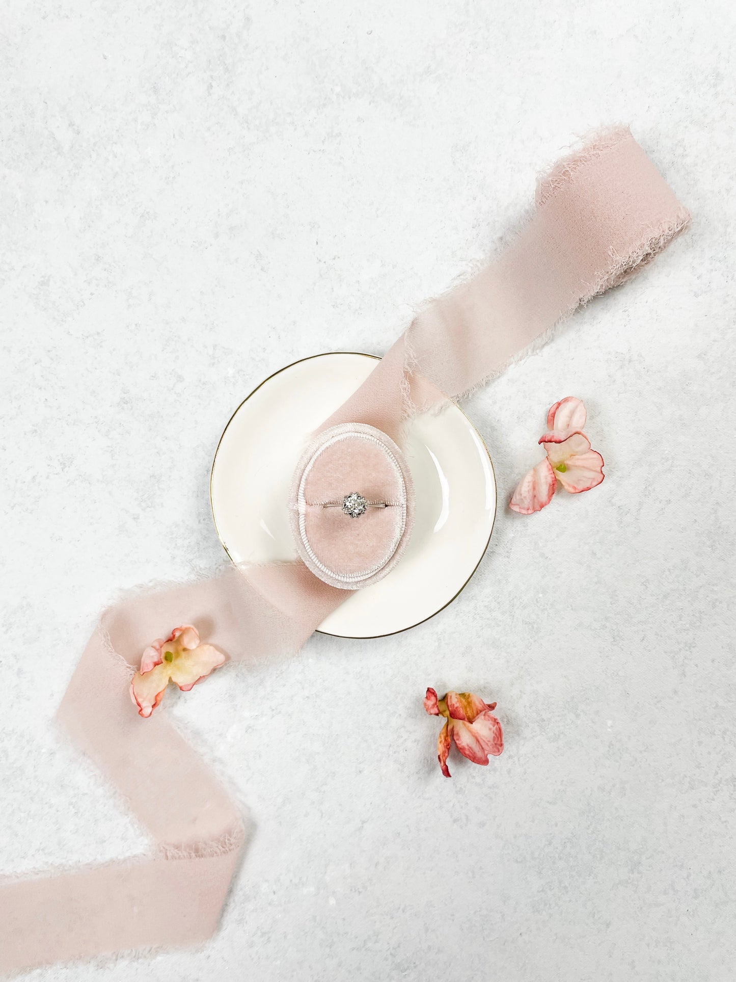 Mini White Ring Dish with Gold Rim | Wedding Flat Lay Props | Flat Lay Styling