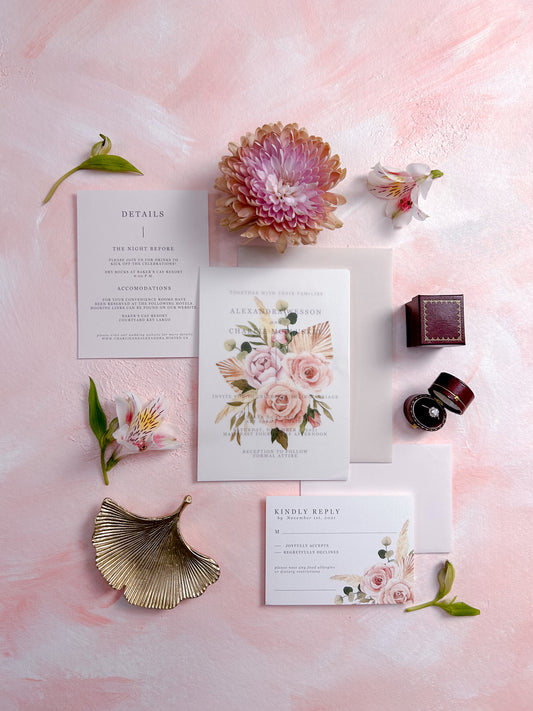 Hand painted, rollable styling mat for wedding photography|Coral